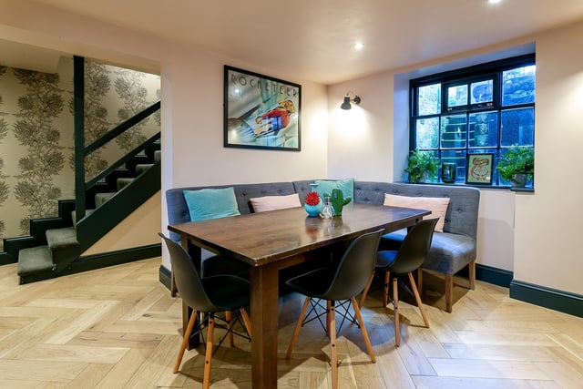 Relaxed dining space within the open plan arrangement.