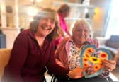 Linda and Laura enjoyed making Valentine's decorations