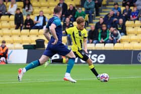 Stephen Duke-McKenna on his way to opening the scoring during Harrogate Town's pre-season clash with Huddersfield Town. Pictures: Matt Kirkham