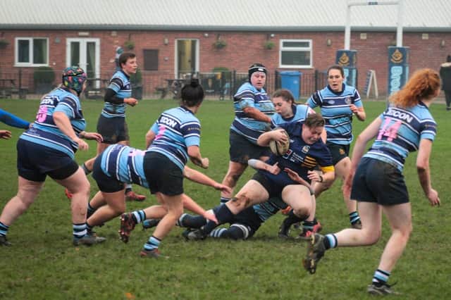 Action from Ripon RUFC Bluebelles' 24-17 home win over Hemsworth at Mallorie Park. Picture: Tyler Parker Photography