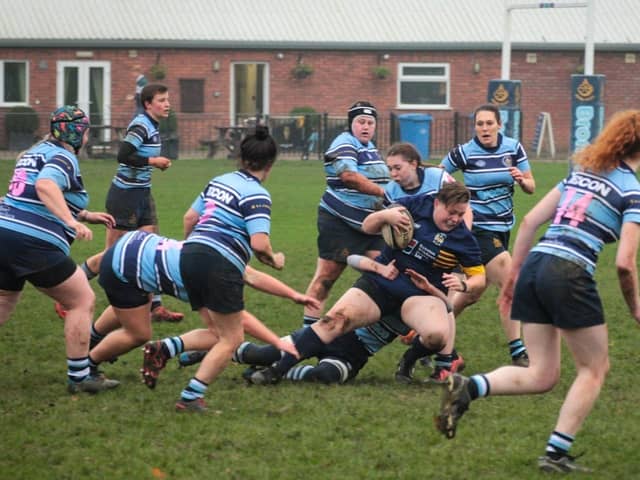 Action from Ripon RUFC Bluebelles' 24-17 home win over Hemsworth at Mallorie Park. Picture: Tyler Parker Photography