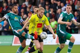 Harrogate Town's previous meeting with Sutton United at Wetherby Road ended in a 2-0 defeat on the final day of the 2021/22 season. Pictures: Matt Kirkham