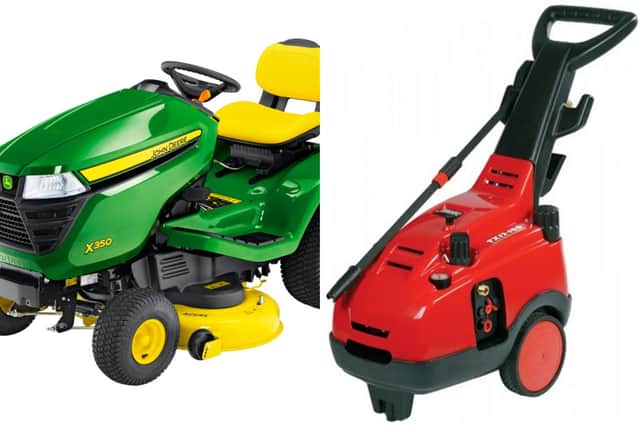 The police have launched an investigation after a green and yellow John Deere X350 ride on lawnmower and a red and black Landy pressure washer was stolen from a property in Sicklinghall near Harrogate