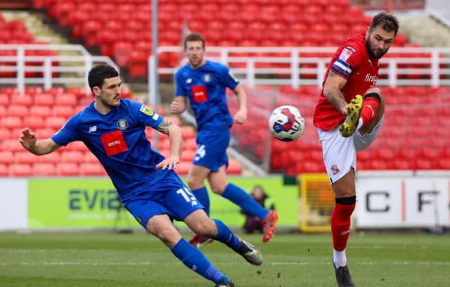 Harrogate Town were soundly beaten on the road at Swindon Town on Saturday afternoon. Pictures: Matt Kirkham