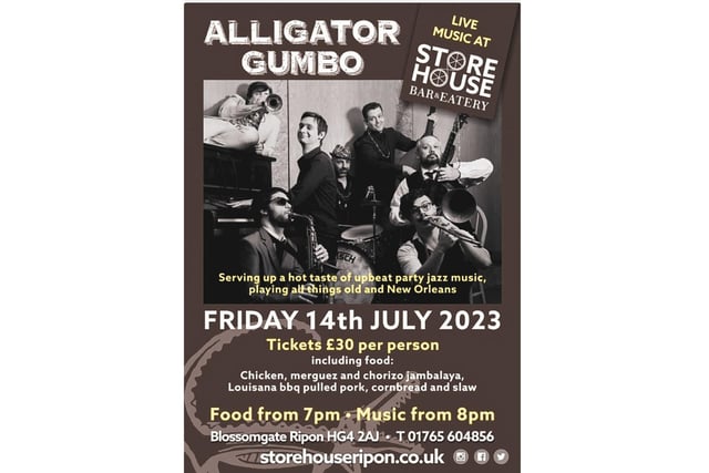 Alligator Gumbo brings live music to the Storehouse Bar & Eatery on September 29, from 7pm-10:30pm. Tickets include quality food and up-beat Jazz music New Orleans style.