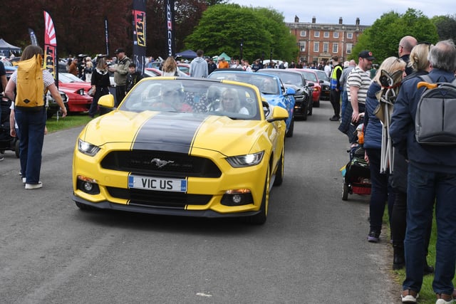 The Ford Mustang's on parade at the show in the stunning grounds of Newby Hall in Ripon