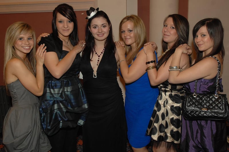 Holly Taylor, Claire Boden, Giorina Medori, Natalie Smith, Roxanne Hunter and Becki Walker at the Harrogate High School Year 13 Prom in 2009