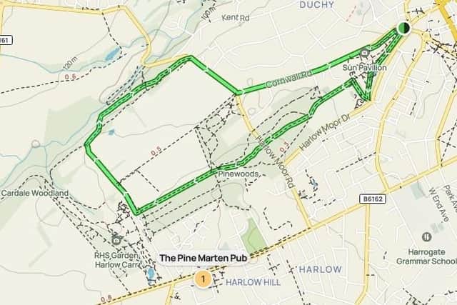 Map for National Dog Walking Day - The website – which has the slogan “discover new places to EatDrinkMeet” – has identified a Harrogate walk as part of its Yorkshire “puppy pub crawl” guide. (Picture contributed)