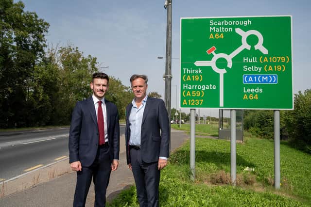Conservative York & North Yorkshire mayoral candidate, Keane Duncan and Julian Sturdy, Conservative MP for York Outer, welcome investment in dualling York’s A1237 Outer Ring Road. (Picture contributed)