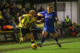 Stephen Duke-McKenna in action for Harrogate Town against AFC Wimbledon. Pictures: Matt Kirkham