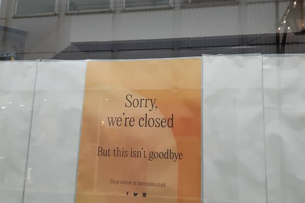 The sign on the Monsoon and Accessorize store located at 20–22 James Street in Harrogate which suggests the business is only closed for a refit. (Picture contributed)