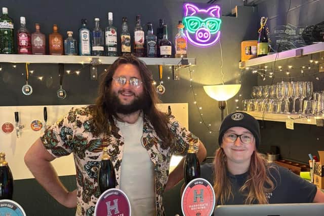 Since opening its doors five years ago, the Harrogate Brewing Co Taproom has evolved into a thriving community hub. Pictured here are manager Izaak with staff member Sophie. (Picture contributed)