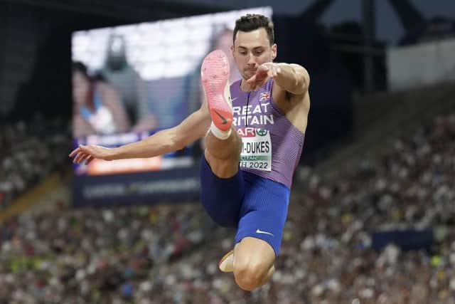 Jacob Fincham-Dukes in action in the European Championships long jump final in Munich