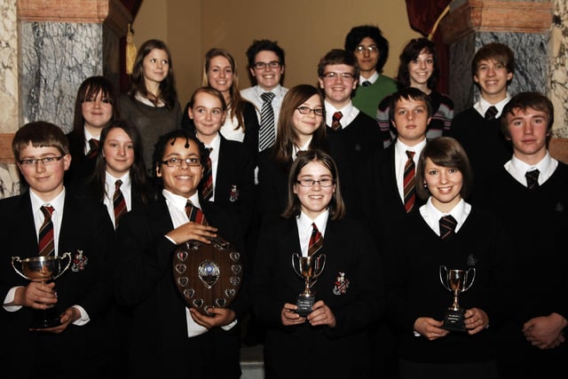 The Harrogate Grammar School pupils with their awards from the Celebration of Achievement evening in 2009