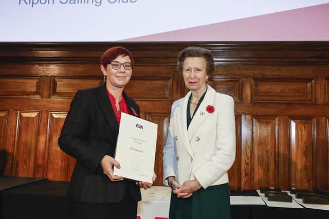 Receiving the honour for outstanding contribution at Ripon Sailing Club