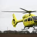 The Air Ambulance was called after a pedestrian suffered a leg injury following a collision with a car in Boroughbridge