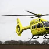 The Air Ambulance was called after a pedestrian suffered a leg injury following a collision with a car in Boroughbridge