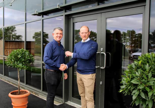 New headquarters for EnviroVent: James Sutcliffe, MD of Sutcliffe Construction, which built the premises, with Andy Makin, MD of EnviroVent.