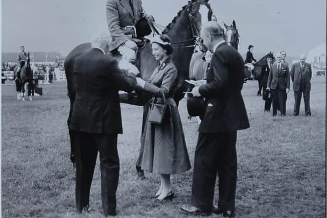 HM The Queen at the Great Yorkshire Show 1957. Image YAS