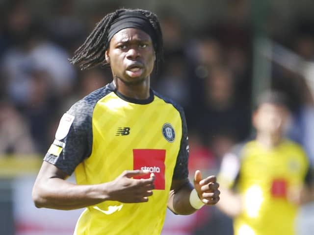 Harrogate Town forward Sam Folarin has scored seven goals in all competitions this season. Picture: Paul Thompson/ProSportsImages