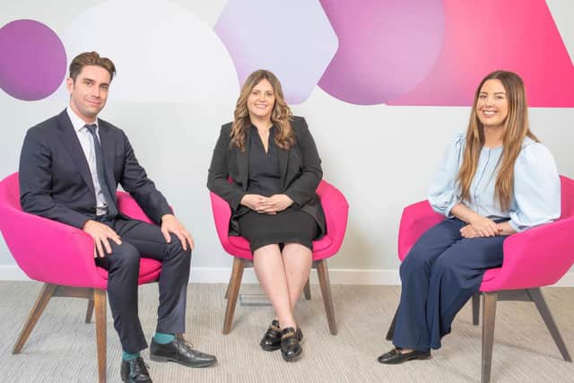Disputes promotions at LCF Law Andrew Donaldson, Catherine Schofield and Bridie Johnson-Power.