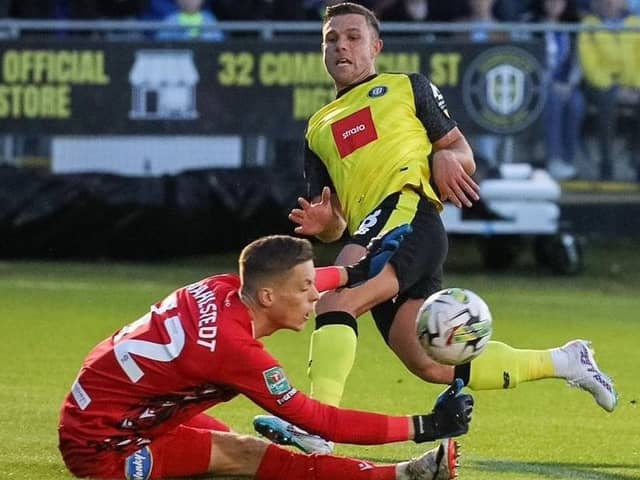 Jack Muldoon had Harrogate Town's two best chances during Wednesday night's Carabao Cup thrashing by Blackburn Rovers. Picture: Harrogate Town AFC