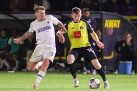 Matty Daly on the attack for Harrogate Town during Tuesday night's 1-0 home defeat to AFC Wimbledon. Pictures: Matt Kirkham