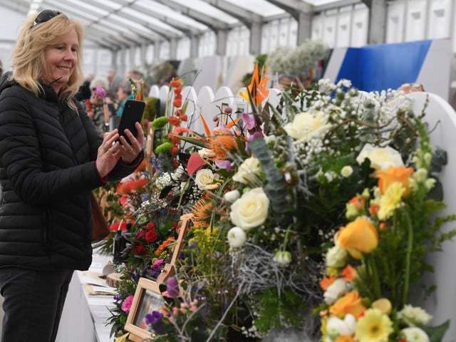 Visitors to the show admiring the gorgeous flowers on display at the Great Yorkshire Showground