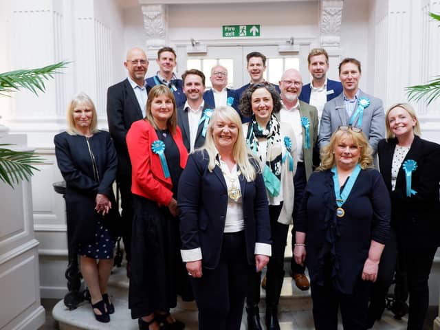 The Harrogate District Chamber of Commerce management team looking forward to June's meeting at the Crown Hotel.