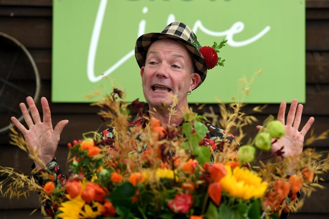 Celebrity florist Jonathan Moseley during one of his flower arranging demonstrations