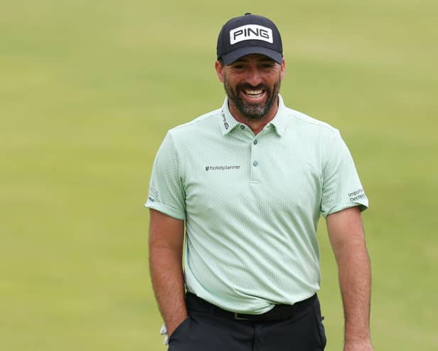 Harrogate GC's John Parry was all smiles after hitting a hole-in-one during the third round of the 2025 Open Championship. Picture: Andrew Redington/Getty Images
