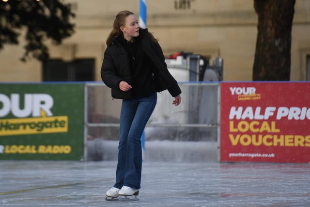 Lucy Hammond in action on the outdoor ice rink which can be found in the Crescent Gardens
