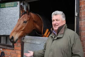 Bravemansgame, left, with trainer Paul Nicholls. Picture: Adrian Dennis/Getty Images