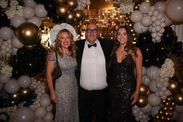 Fiona, Roger and Betsy Martin at The Friends of Alfie Martin ball held at the DoubleTree by Hilton Harrogate Majestic Hotel