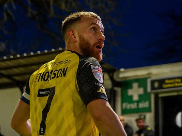 Harrogate Town midfielder George Thomson has scored 15 goals so far this season. Picture: Brody Pattison