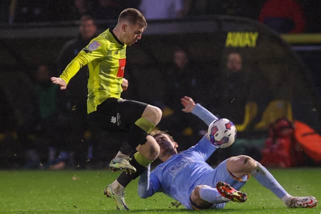 Matty Daly was injured early in the second half of Harrogate Town's 3-0 League Two success over Mansfield Town on November 19.