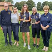 Harrogate & District Union treasurer Roger Knight , left, with Bedale GC's Karolina Aurelius, Hannah Bowe, Sally Hunt and Gill Petrie. Picture: Submitted