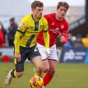 Josh March in action for Harrogate Town against Crewe Alexandra, the club he has joined ahead of the upcoming 2025/26 season. Pictures: Matt Kirkham