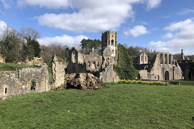 The sun was shining on the ruins of Fountains Abbey on Sunday, April 2.