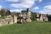 The sun was shining on the ruins of Fountains Abbey on Sunday, April 2.