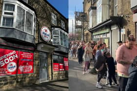 Hundreds of people lined the streets of Harrogate on Sunday for free pizza to celebrate the opening of a new takeaway