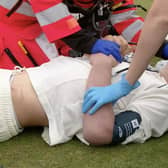 Rescued by Yorkshire Air Ambulance - Fifteen-year-old, Brendan Jackson, from Masham, was in the middle of a game at Walton Park Cricket Club, near Wetherby, in April this year when his studs caught in the crease. (Picture contributed)