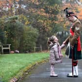 Luna Gordon (aged five) inspects her dad Sgt Ross Gordon from the Royal Regiment of Scotland before he goes on parade