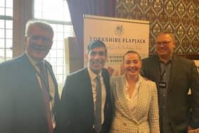 Flying the flag for North Yorkshire in Parliament - Harrogate MP Andrew Jones helps promote Harrogate firms Slingsby Gin and Yorkshire Flapjack Company in the company of Prime Minister Rishi Sunak. (Picture contributed)