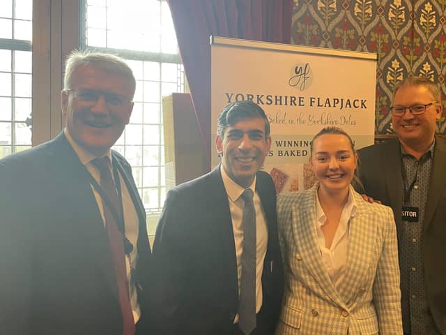 Flying the flag for North Yorkshire in Parliament - Harrogate MP Andrew Jones helps promote Harrogate firms Slingsby Gin and Yorkshire Flapjack Company in the company of Prime Minister Rishi Sunak. (Picture contributed)