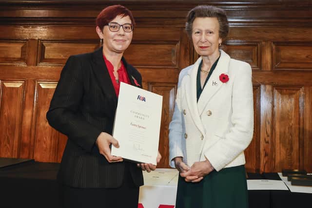 Fiona Spence of Ripon Sailing Club has been presented with a Royal Yachting Association Volunteer award by HRH The Princess Royal