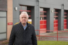 Independent candidate Keith Tordoff MBE from Pateley Bridge, who is running to be the first elected mayor of York and North Yorkshire, pictured at Harrogate Fire Station. Mr Tordoff claims changes to fire services are simply reductions in fire cover. (Picture contributed)