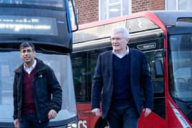 Prime Minister Rishi Sunak with Harrogate and Knaresborough MP Andrew Jones during a visit to Harrogate Bus Depot earlier this year. (Picture contributed)