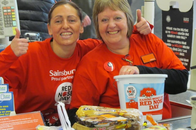 Comic Relief fundraising at Sainsbury's in Alnwick in 2013.