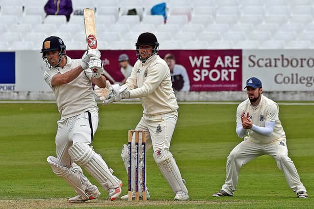 Mat Pillans hit a rapid half-century to help Harrogate CC to victory on the road at Scarborough. Pictures: Simon Dobson